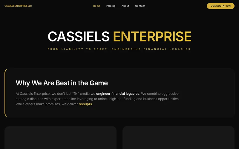 Homepage of cassielsenterprise.com