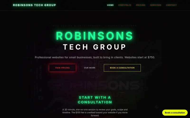 Homepage of robinsonstech.com